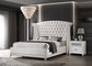 Cama King con respaldo alto tapizada Barzini, color blanco