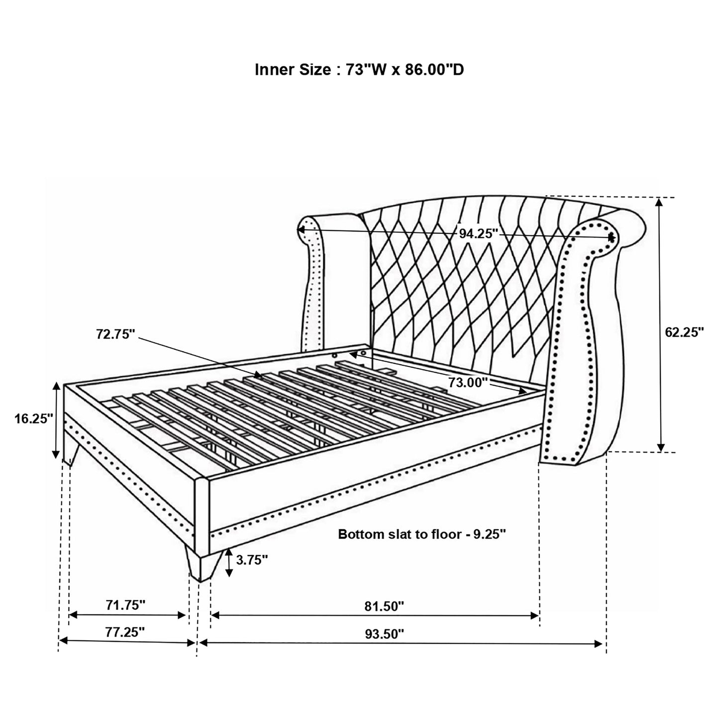 Juego de dormitorio California King de 5 piezas Barzini blanco