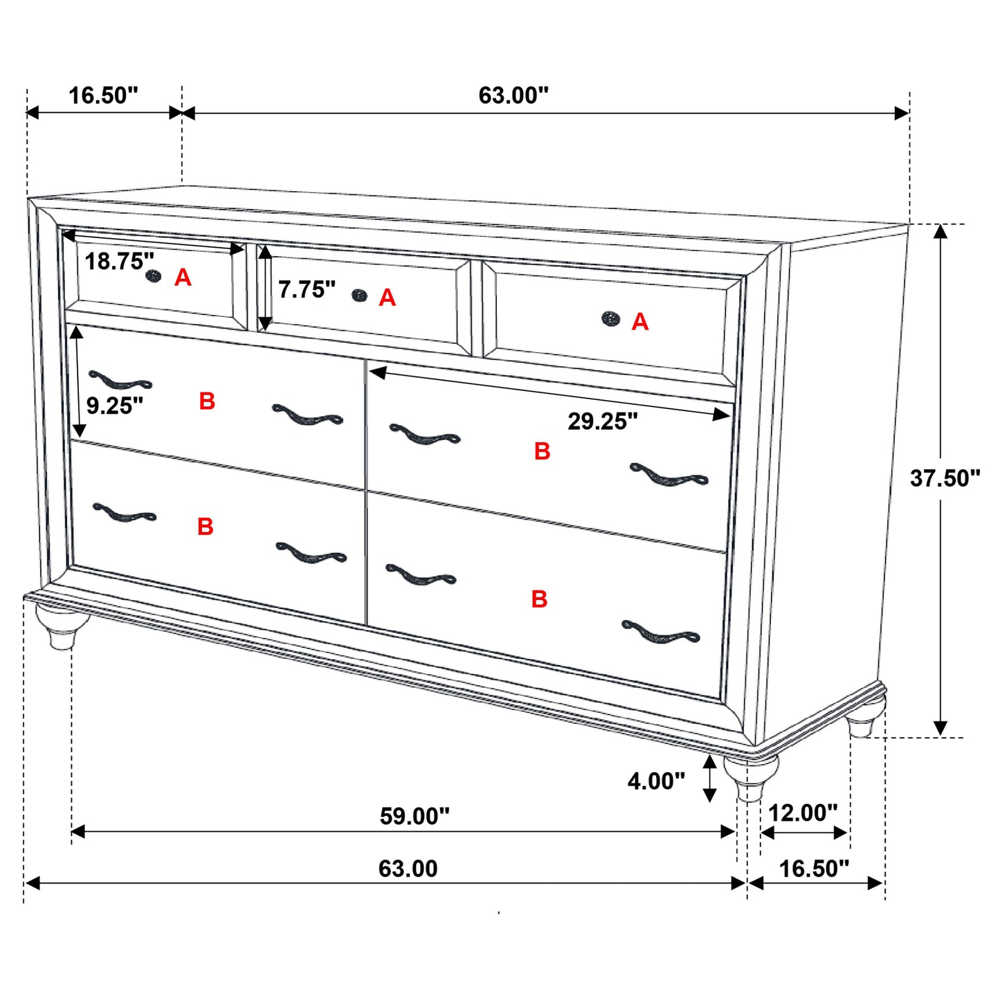 Juego de dormitorio California King de 5 piezas Barzini blanco