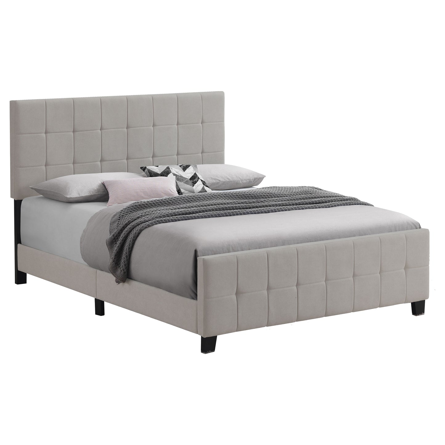 Cama tapizada Fairfield con paneles en color beige