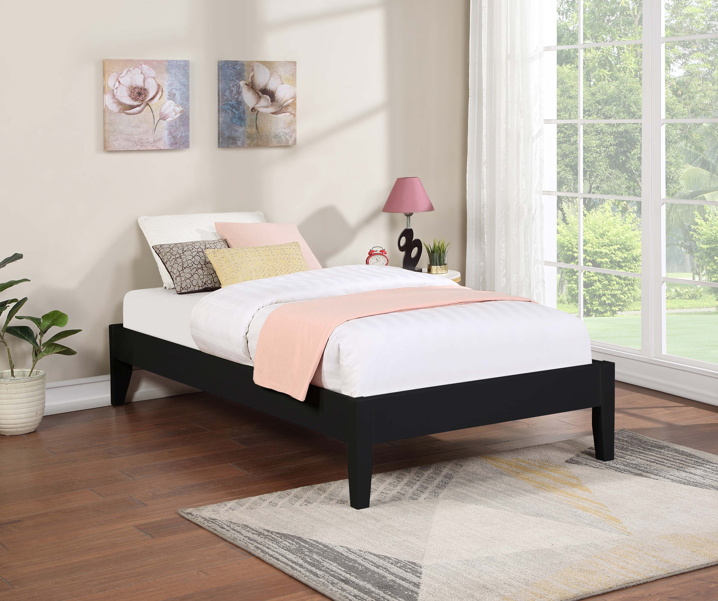 Cama de plataforma universal Hounslow Twin, color negro