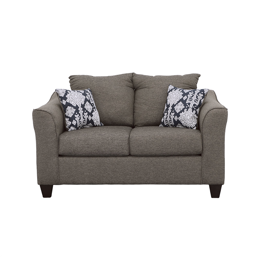 Loveseat Salizar tapizado con brazos acampanados en gris carbón