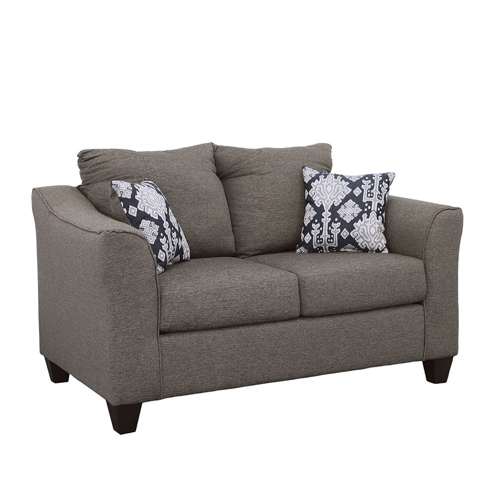 Loveseat Salizar tapizado con brazos acampanados en gris carbón