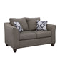 Loveseat Salizar tapizado con brazos acampanados en gris carbón