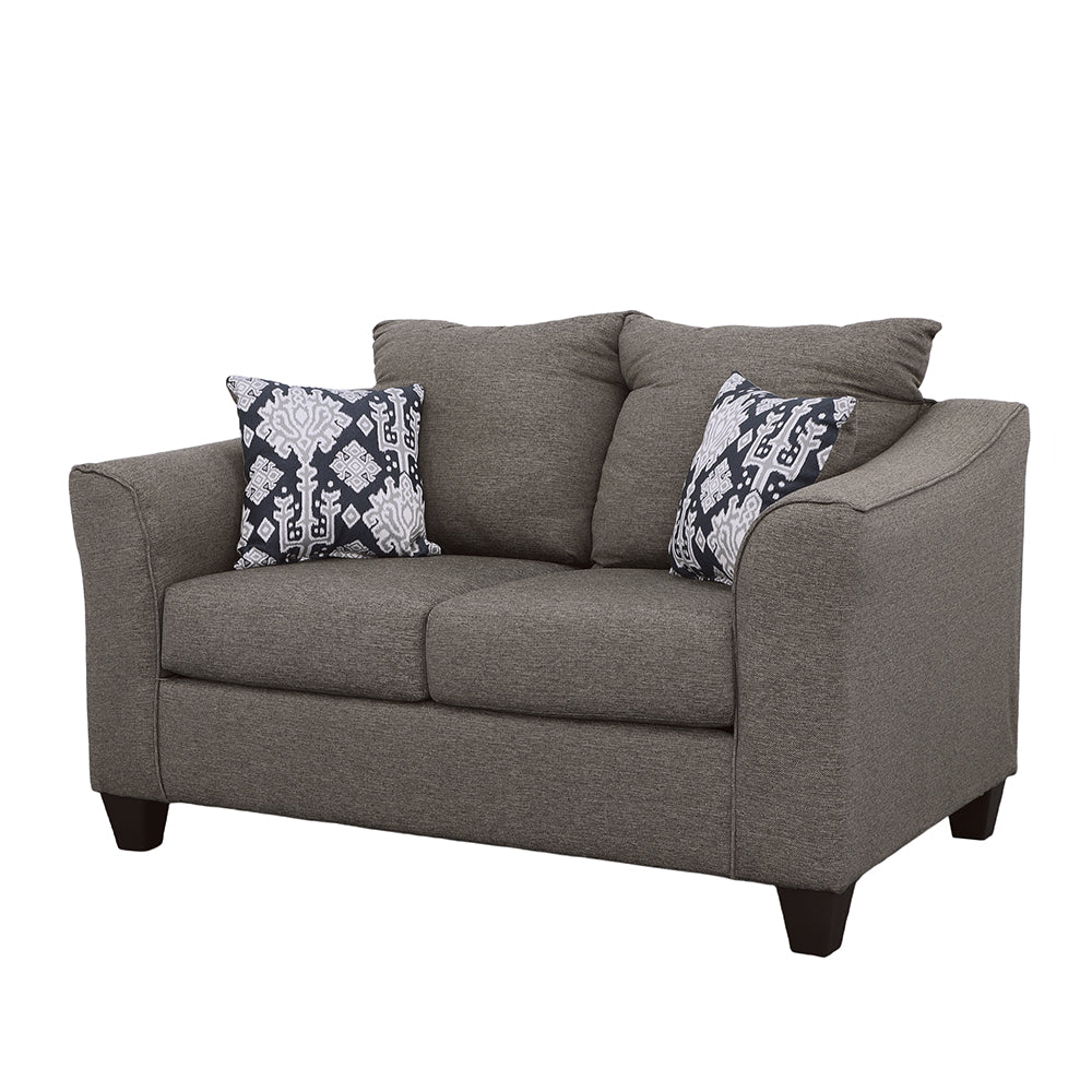 Loveseat Salizar tapizado con brazos acampanados en gris carbón