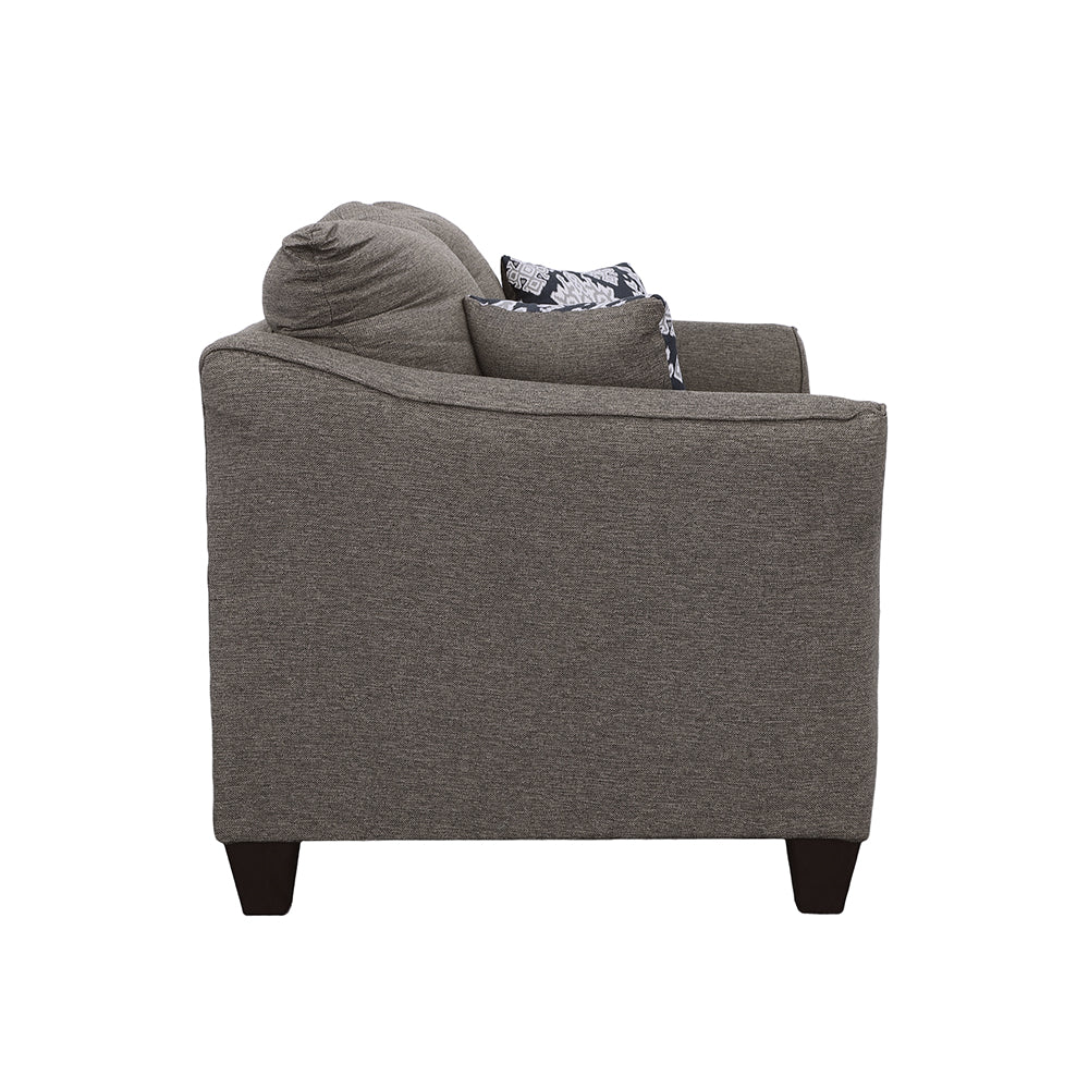 Loveseat Salizar tapizado con brazos acampanados en gris carbón