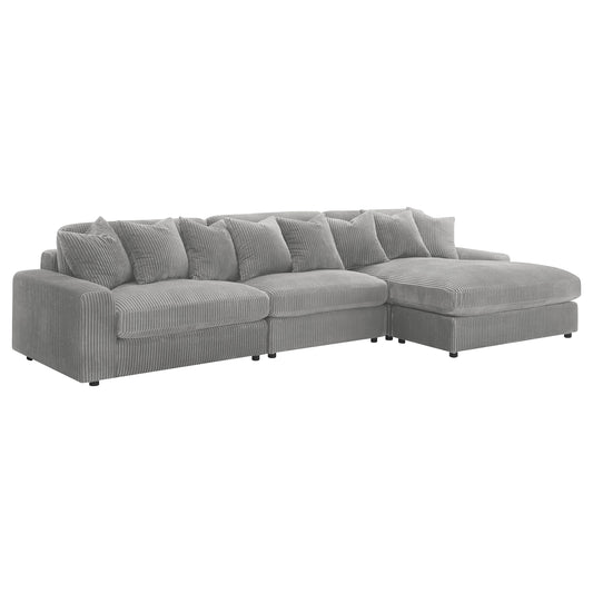 Sofá chaise longue reversible tapizado Blaine color niebla