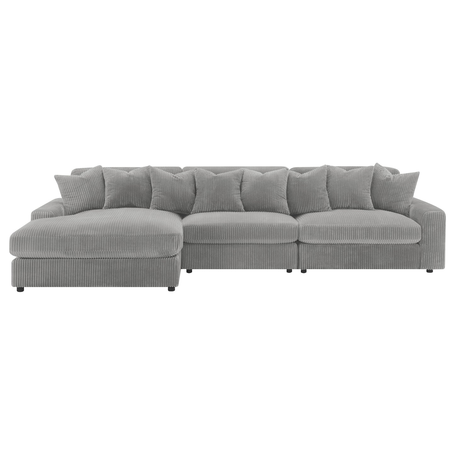 Sofá chaise longue reversible tapizado Blaine color niebla