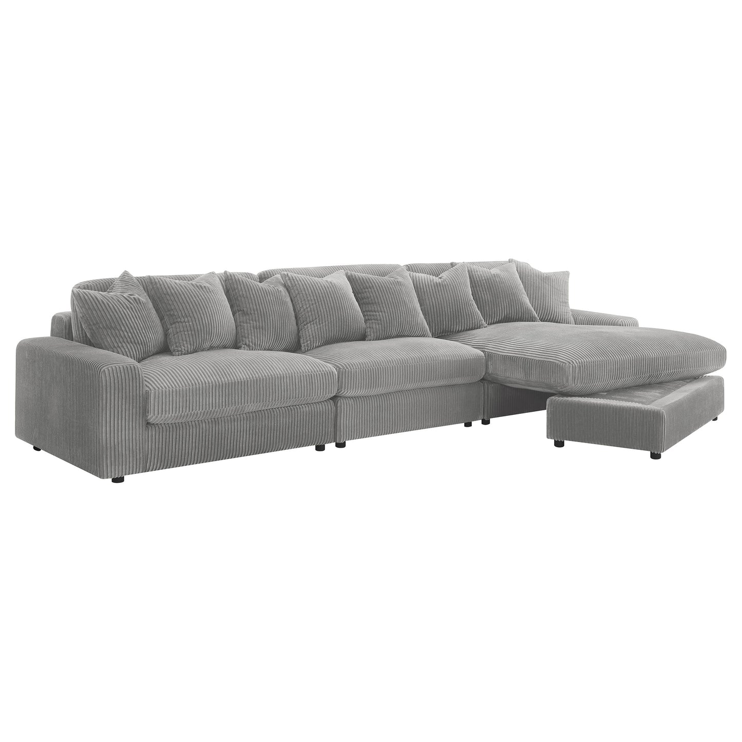 Sofá chaise longue reversible tapizado Blaine color niebla