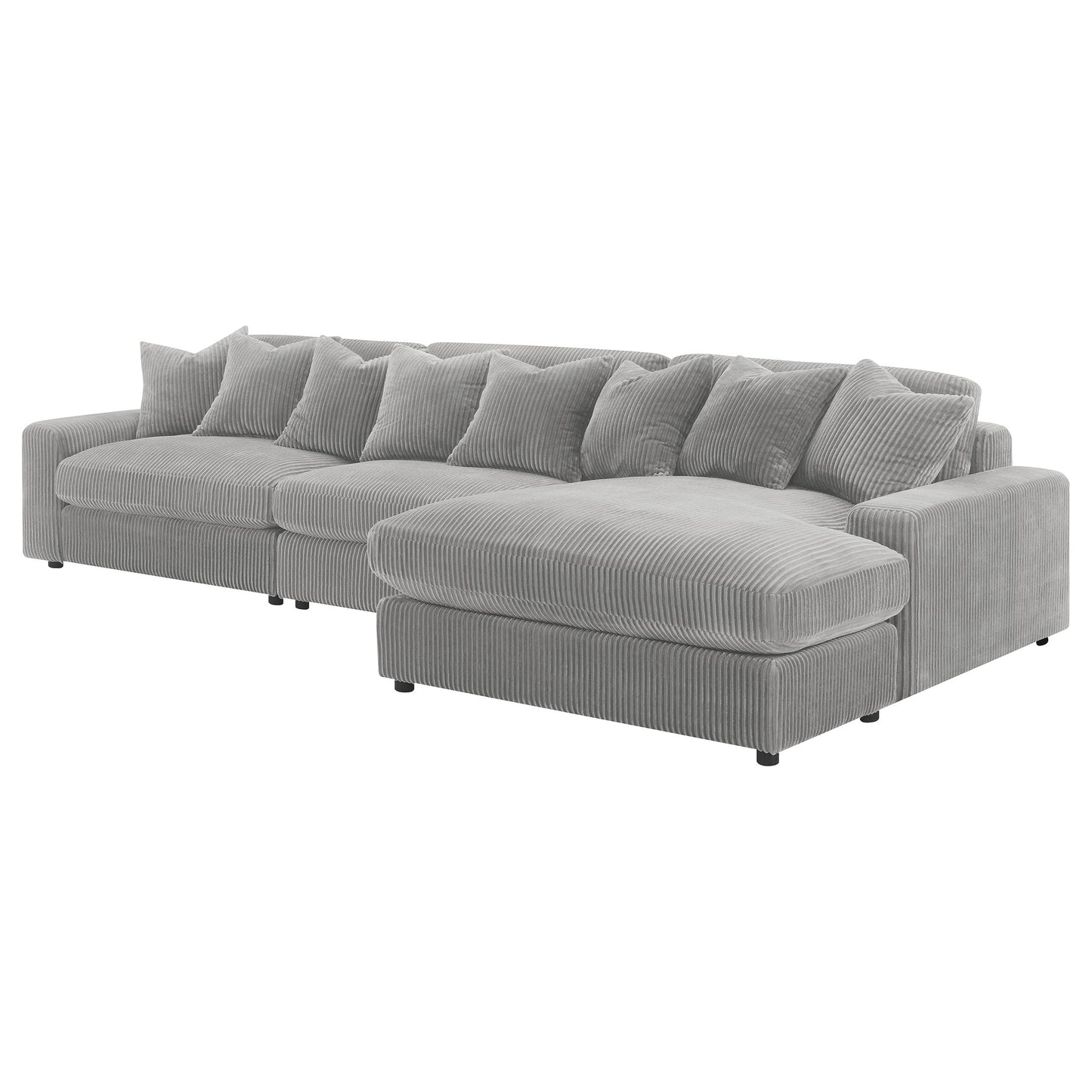 Sofá chaise longue reversible tapizado Blaine color niebla