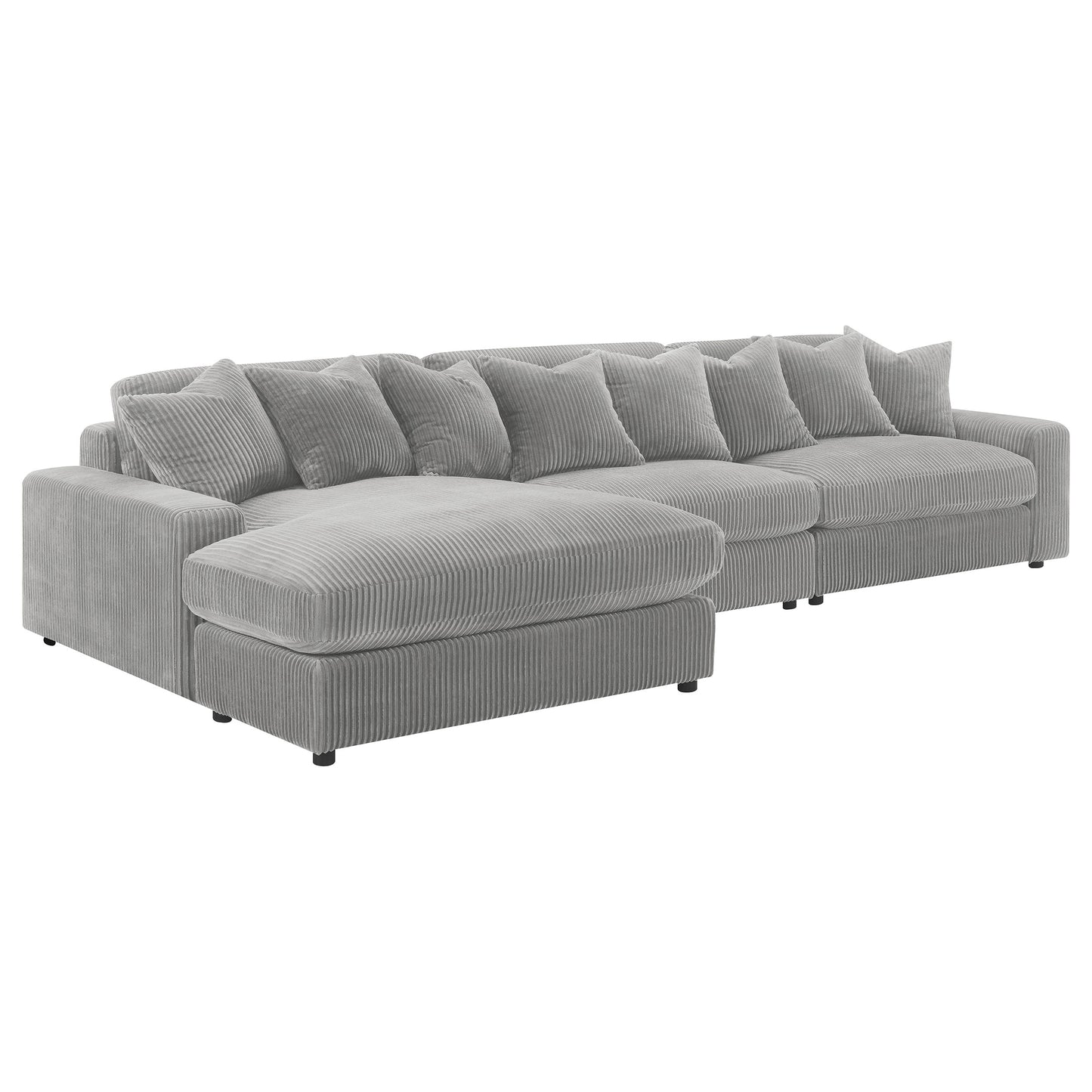 Sofá chaise longue reversible tapizado Blaine color niebla