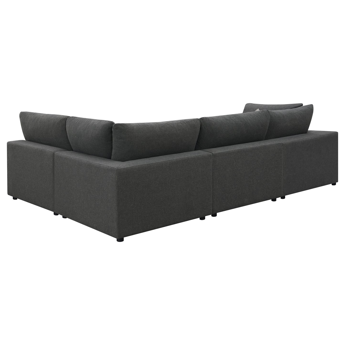 Sofá modular seccional tapizado Serene de 4 piezas en color carbón