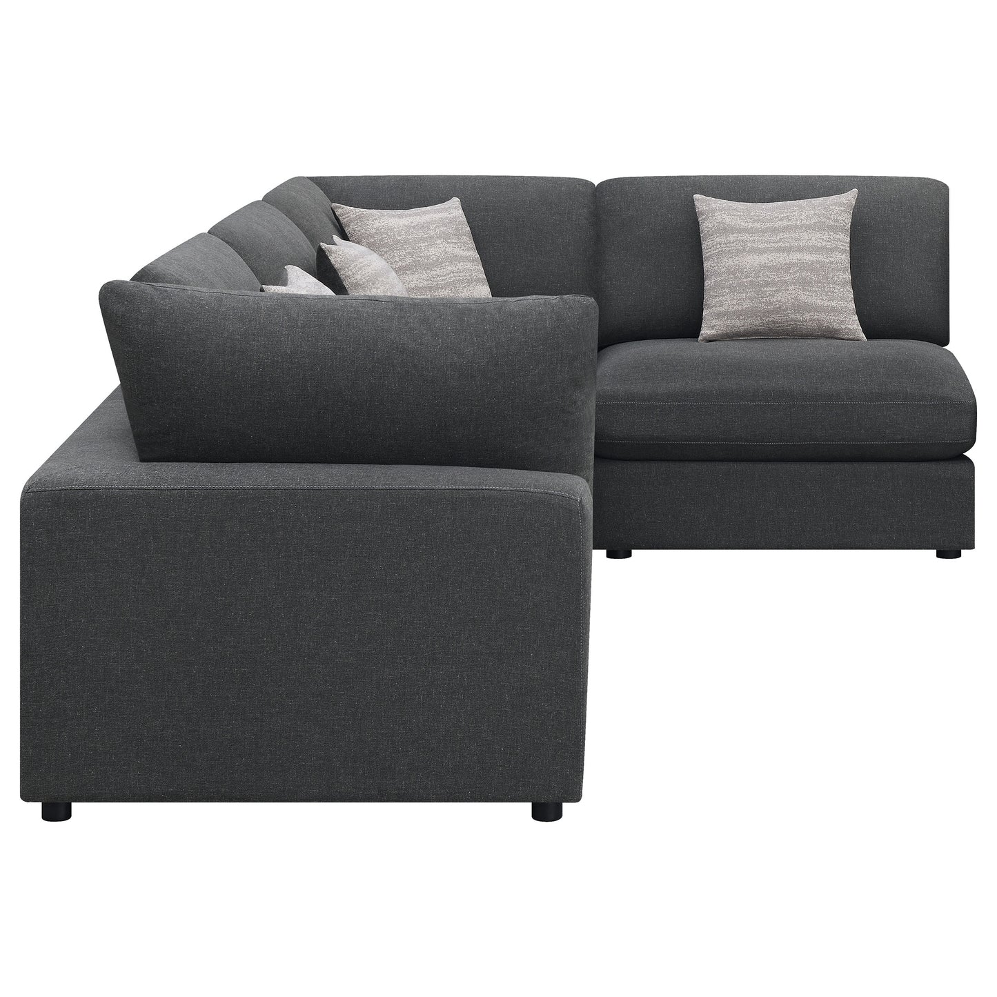 Sofá modular seccional tapizado Serene de 4 piezas en color carbón