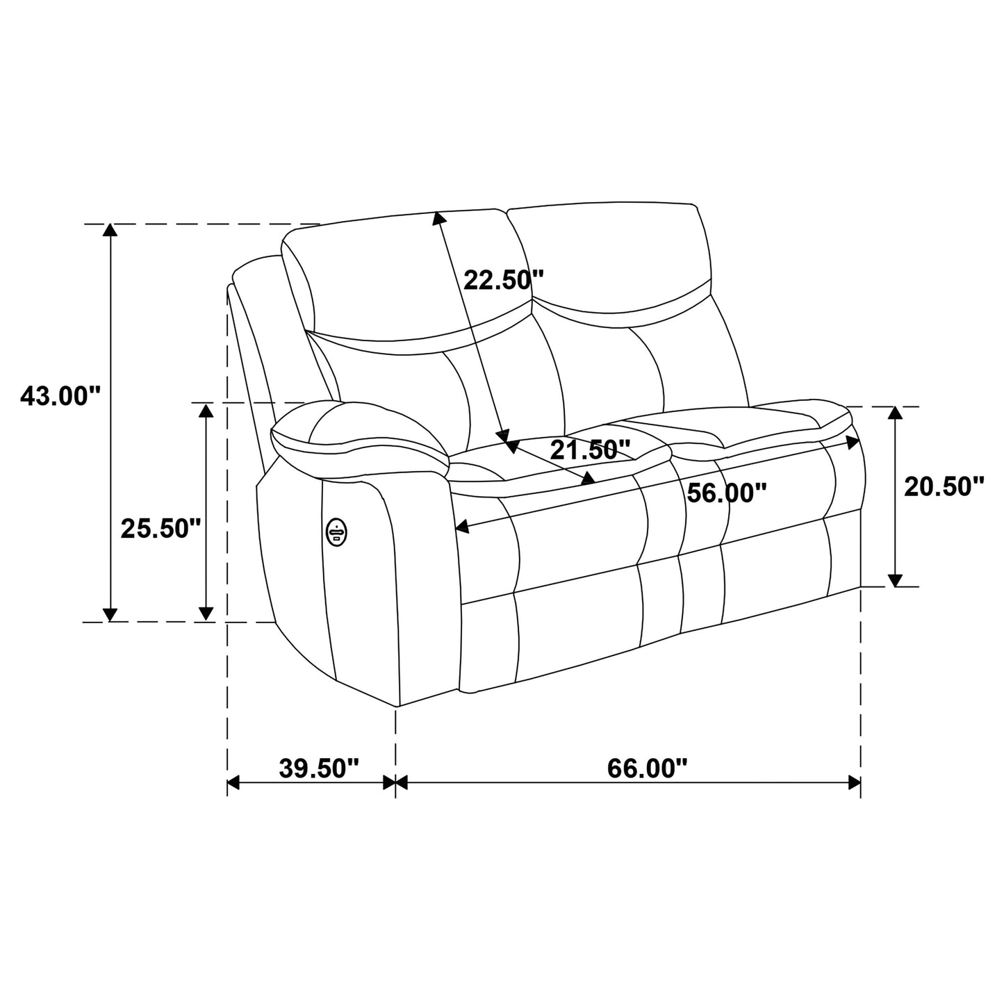 Sofá seccional reclinable eléctrico tapizado Sycamore gris