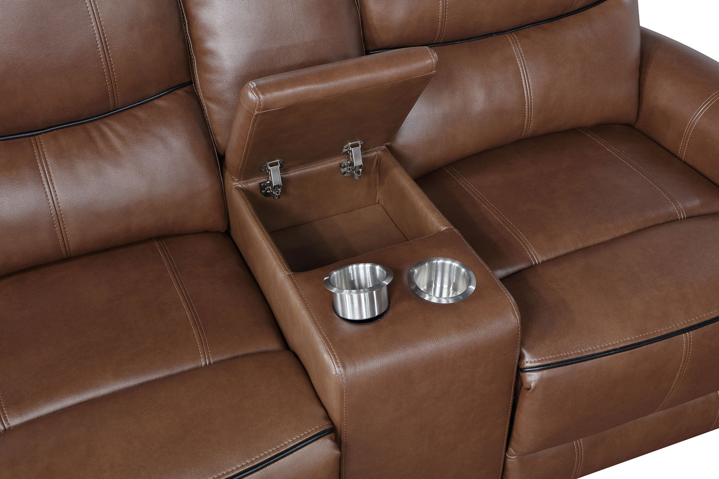 Conjunto de sofá reclinable eléctrico de 3 piezas Greenfield color marrón silla de montar