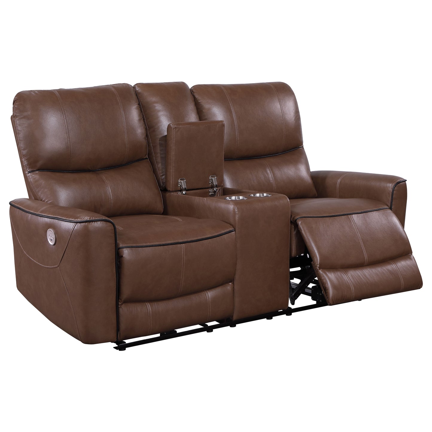 Conjunto de sofá reclinable eléctrico de 3 piezas Greenfield color marrón silla de montar