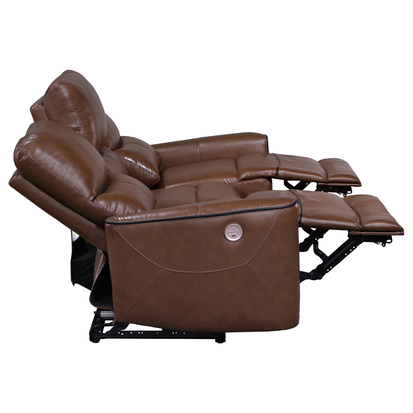 Conjunto de sofá reclinable eléctrico de 3 piezas Greenfield color marrón silla de montar