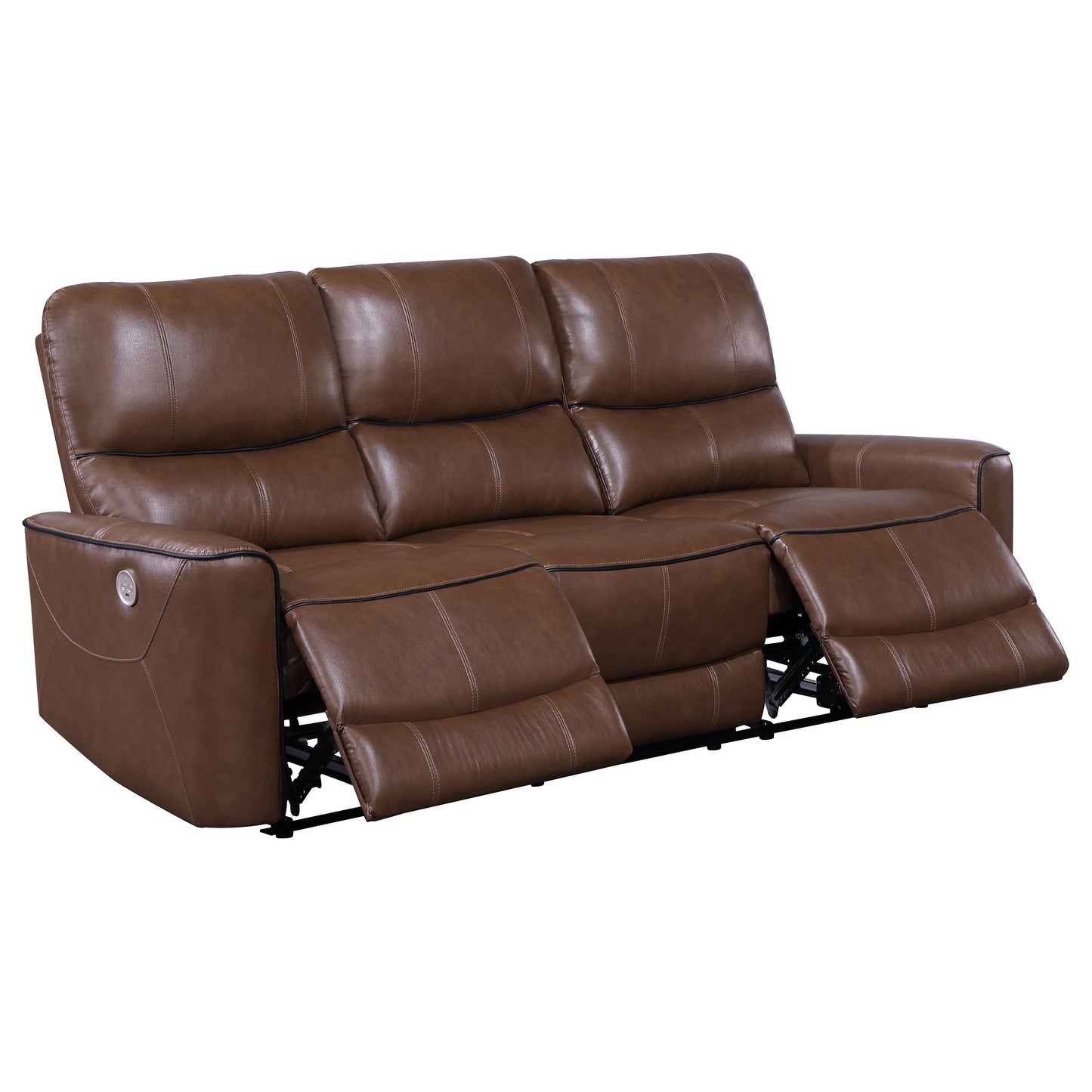 Conjunto de sofá reclinable eléctrico de 3 piezas Greenfield color marrón silla de montar