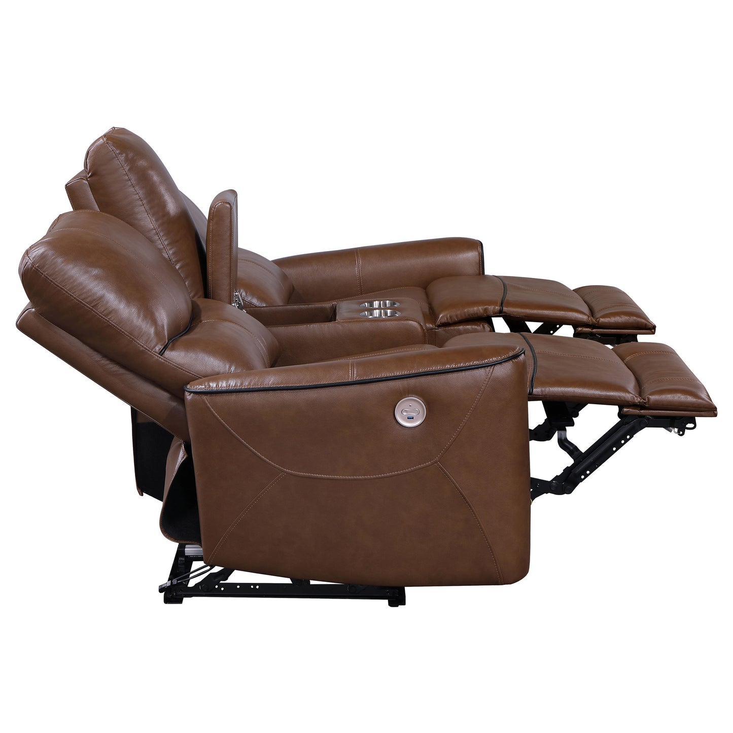 Conjunto de sofá reclinable eléctrico de 3 piezas Greenfield color marrón silla de montar