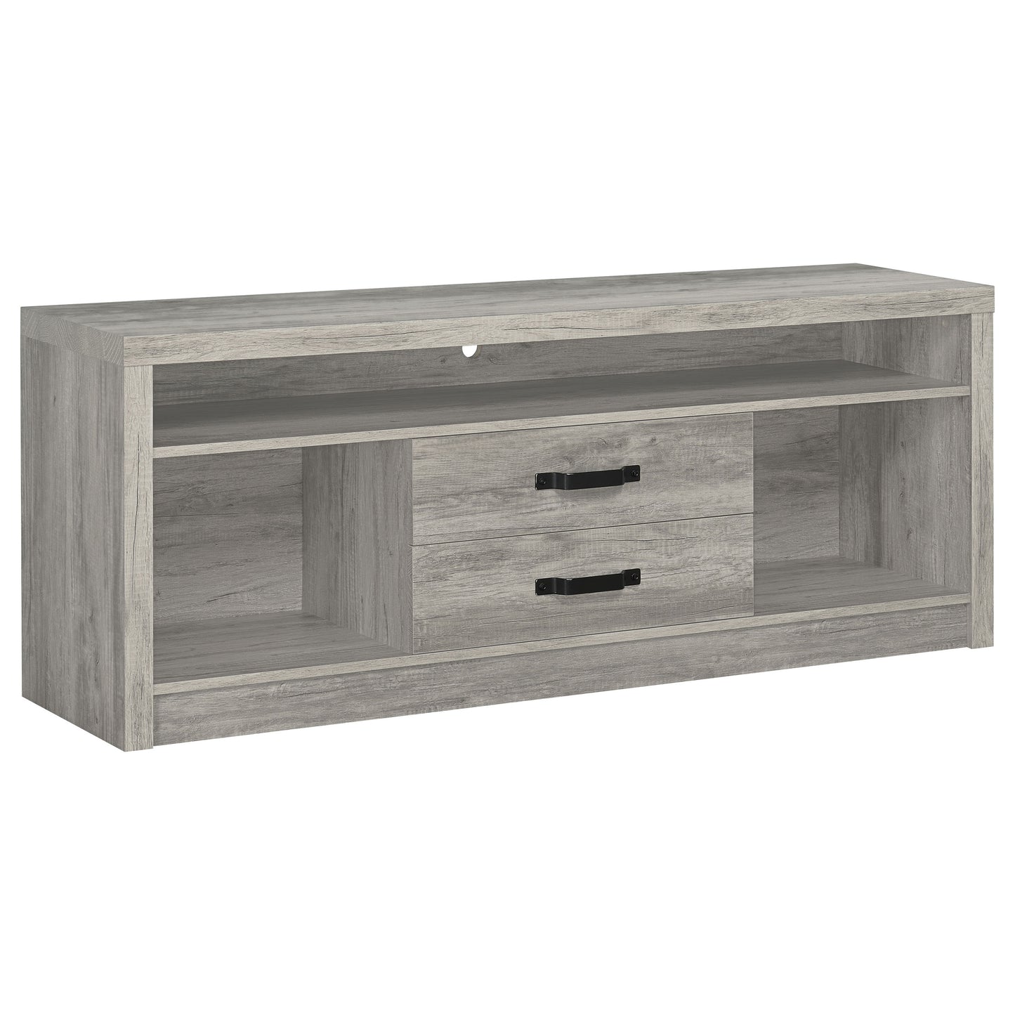 Mueble para TV Burke de 59 pulgadas, madera de ingeniería con dos cajones, color gris Driftwood