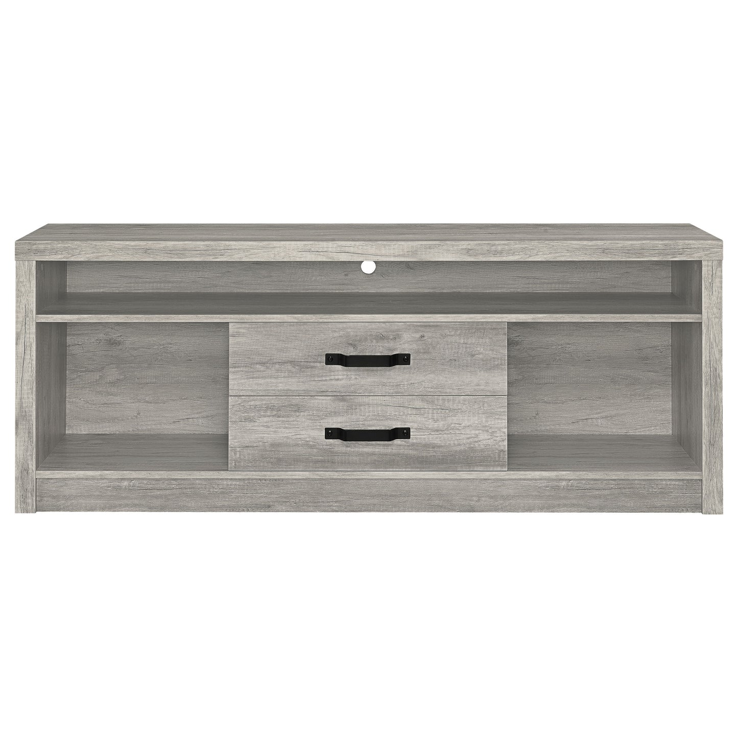 Mueble para TV Burke de 59 pulgadas, madera de ingeniería con dos cajones, color gris Driftwood