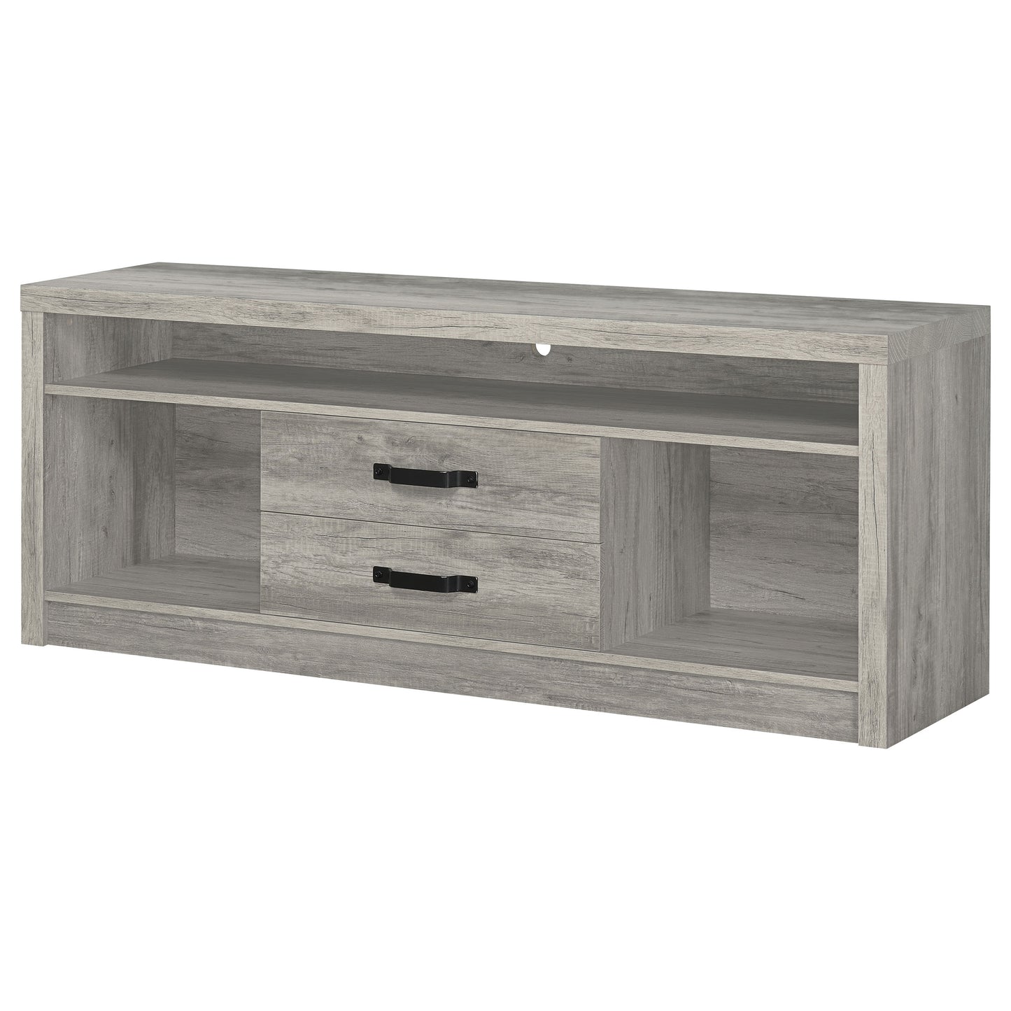 Mueble para TV Burke de 59 pulgadas, madera de ingeniería con dos cajones, color gris Driftwood