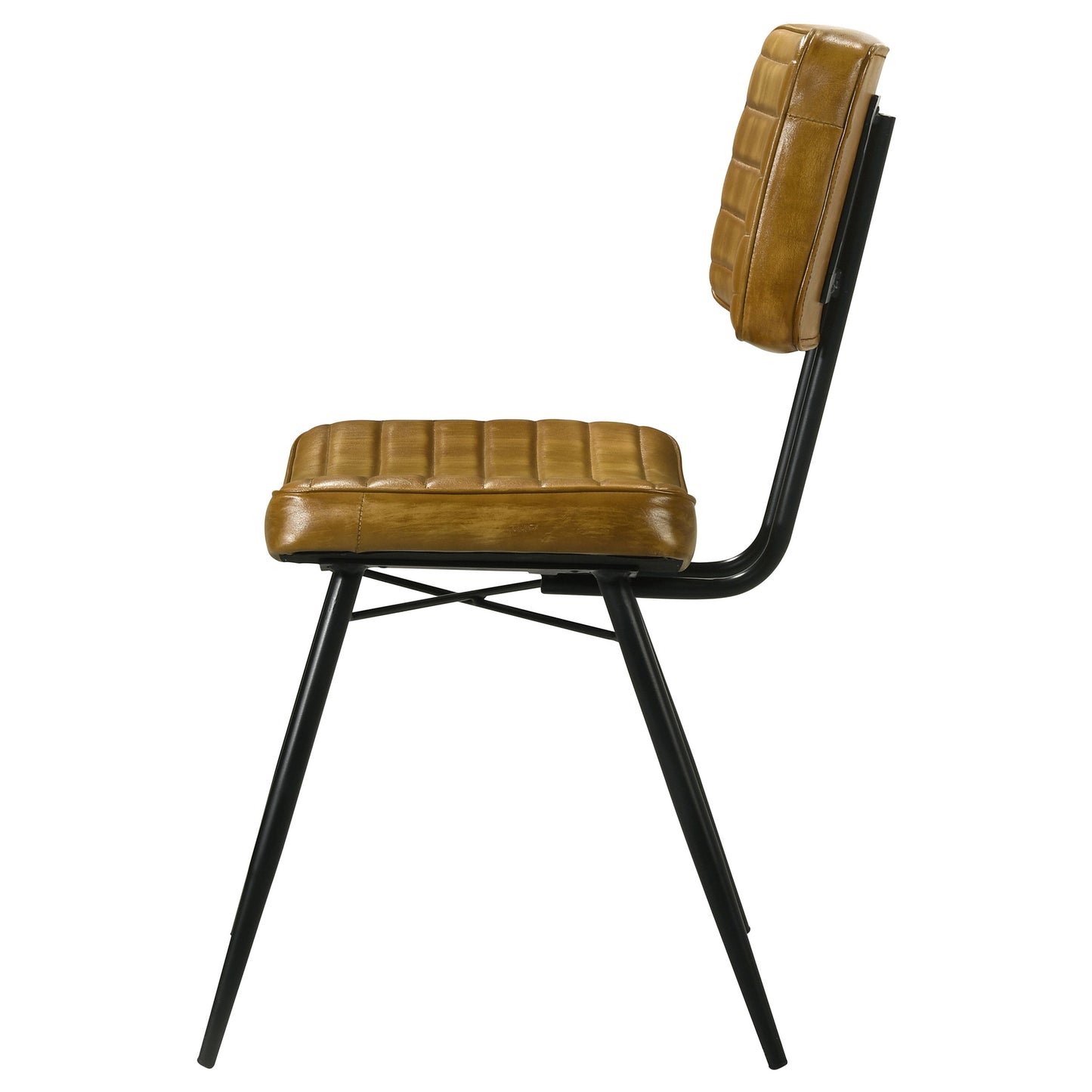 Silla de comedor tapizada en cuero Misty color camel (juego de 2)