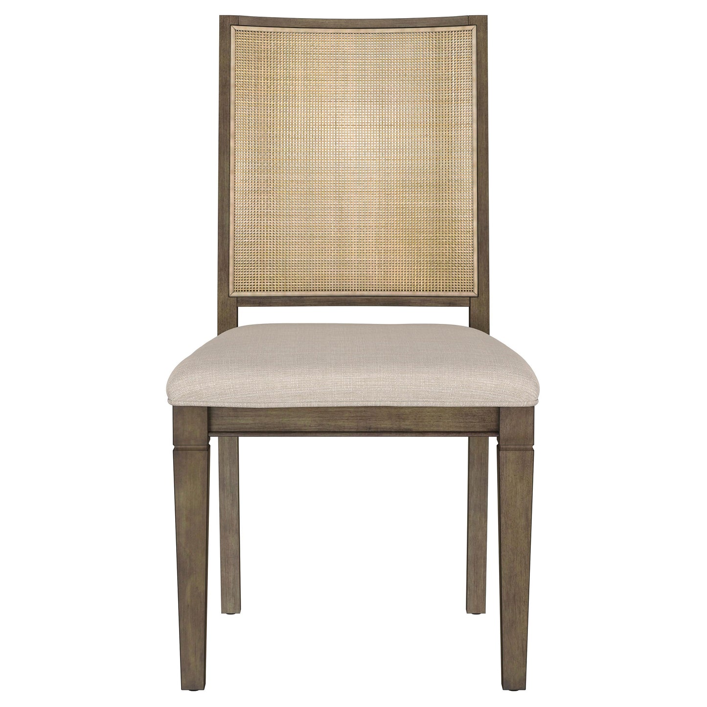 Silla de comedor Matisse con respaldo de ratán tejido, color marrón (juego de 2)