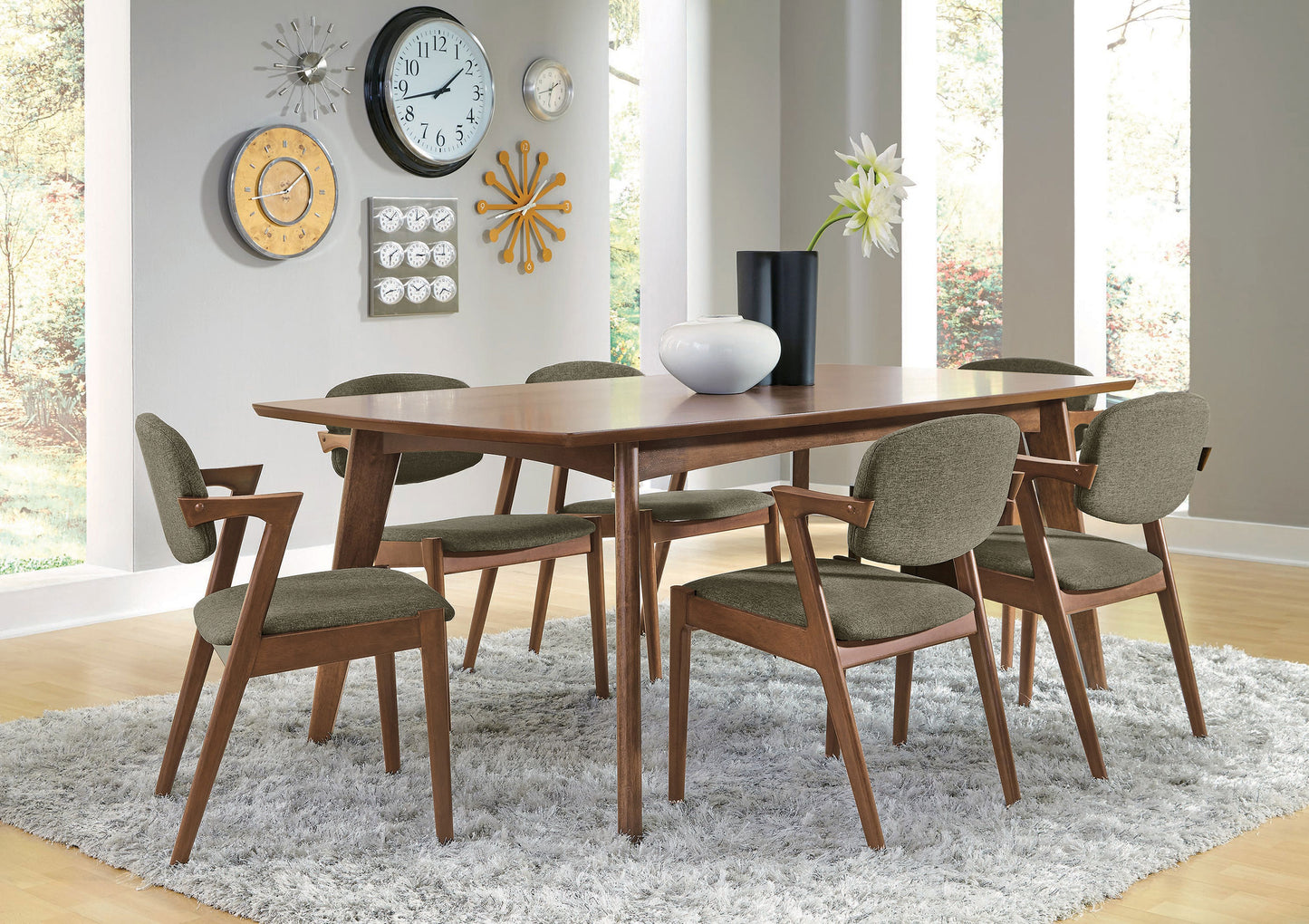 Silla de comedor Malone acolchada de madera en nogal oscuro (juego de 2)