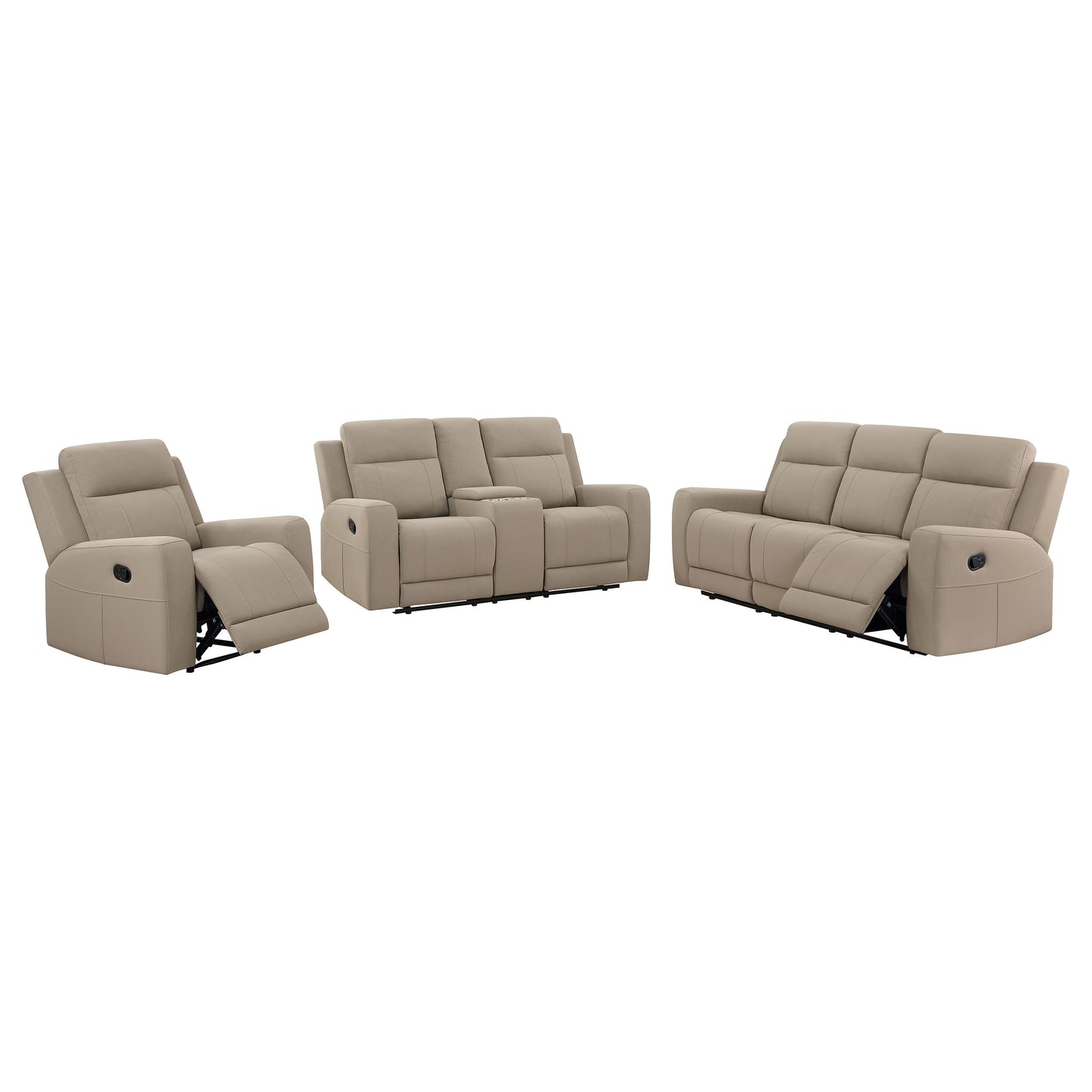 Conjunto de sofá reclinable tapizado de 3 piezas Brentwood en color topo