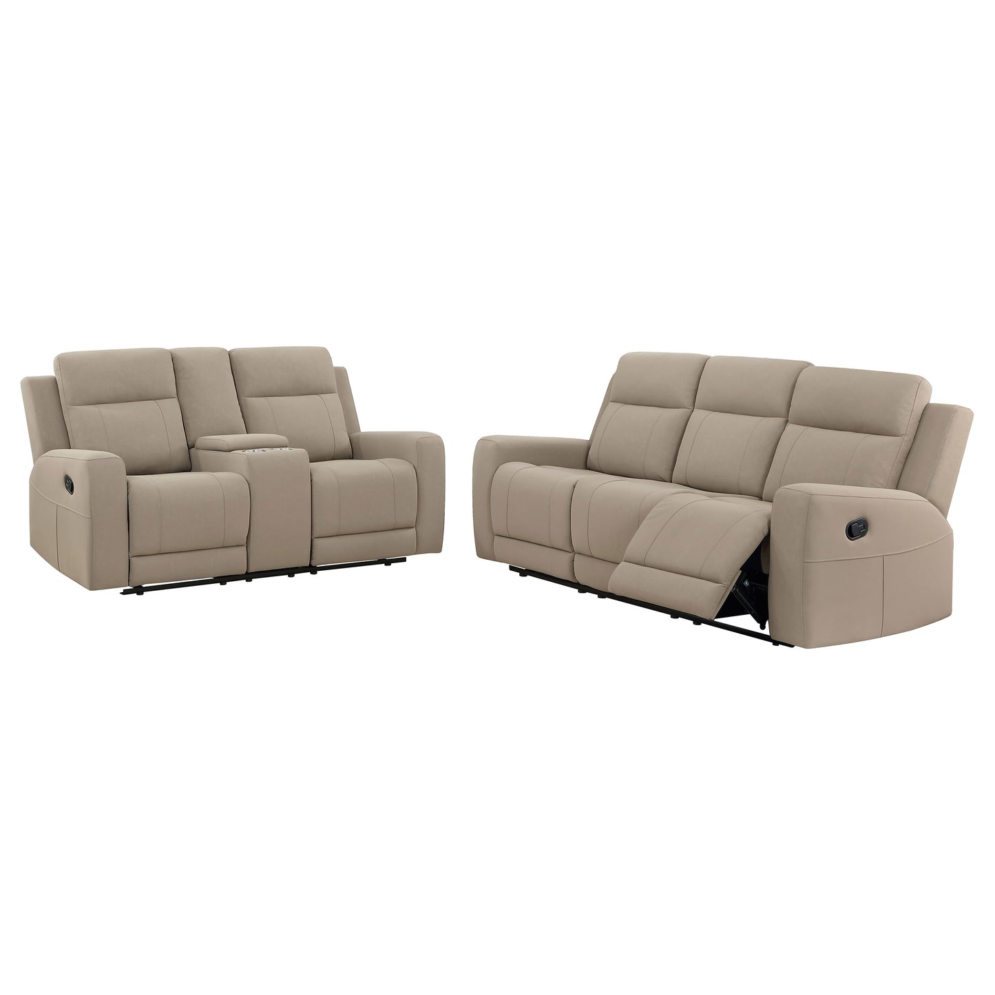 Conjunto de sofá reclinable tapizado de 2 piezas Brentwood en color topo