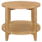 Mesa auxiliar redonda de madera maciza Camillo en color marrón arce