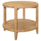 Mesa auxiliar redonda de madera maciza Camillo en color marrón arce