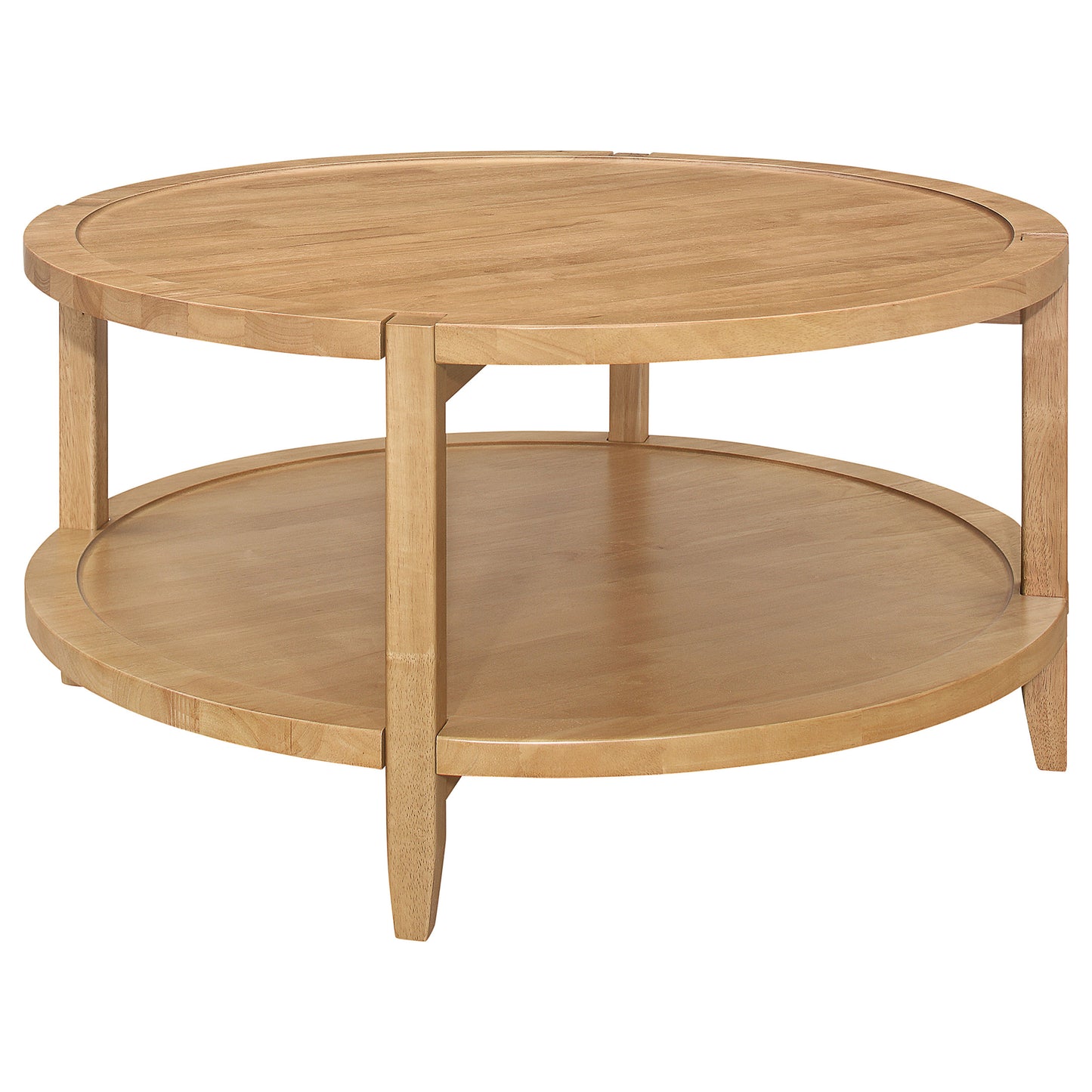 Mesa de centro redonda de madera maciza Camillo color arce marrón
