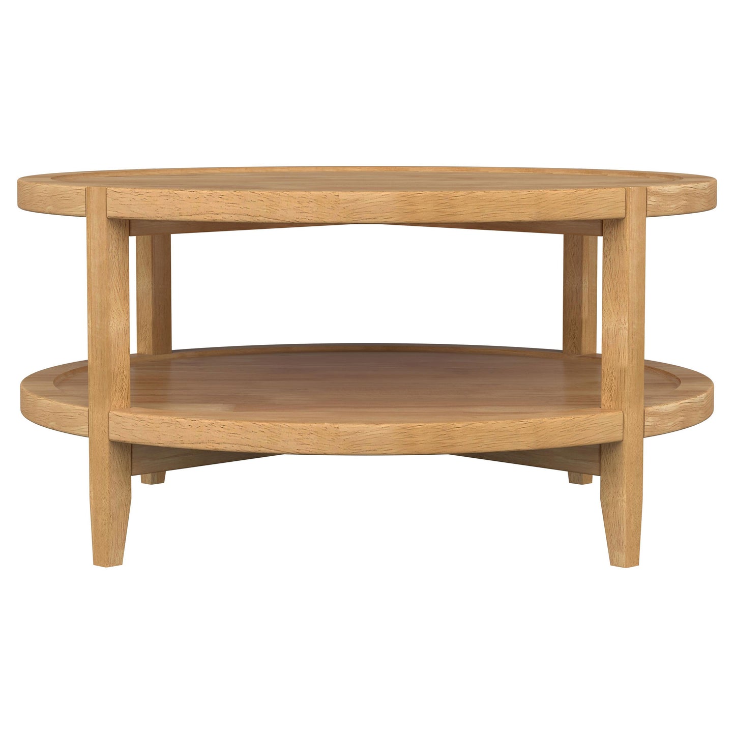 Mesa de centro redonda de madera maciza Camillo color arce marrón