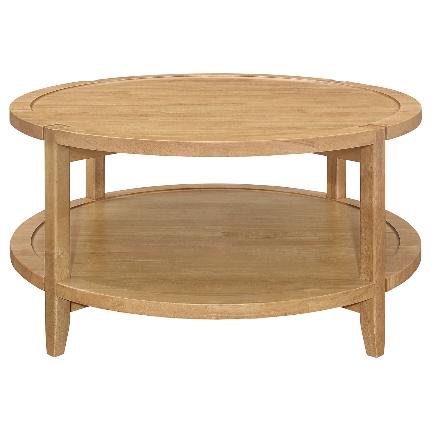 Mesa de centro redonda de madera maciza Camillo color arce marrón