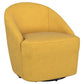 Silla giratoria con acento de barril tapizada Leon, color amarillo mostaza