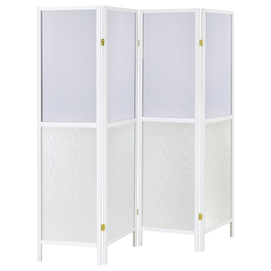 Biombo plegable Shoji de 4 paneles Mattison, color blanco