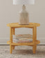 Mesa auxiliar redonda de madera maciza Camillo en color marrón arce