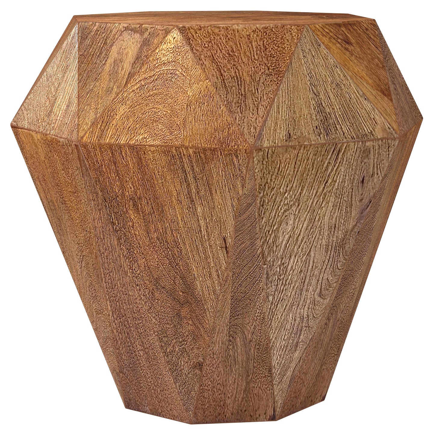 Mesa auxiliar octogonal Jacinto de madera maciza de mango, color marrón natural