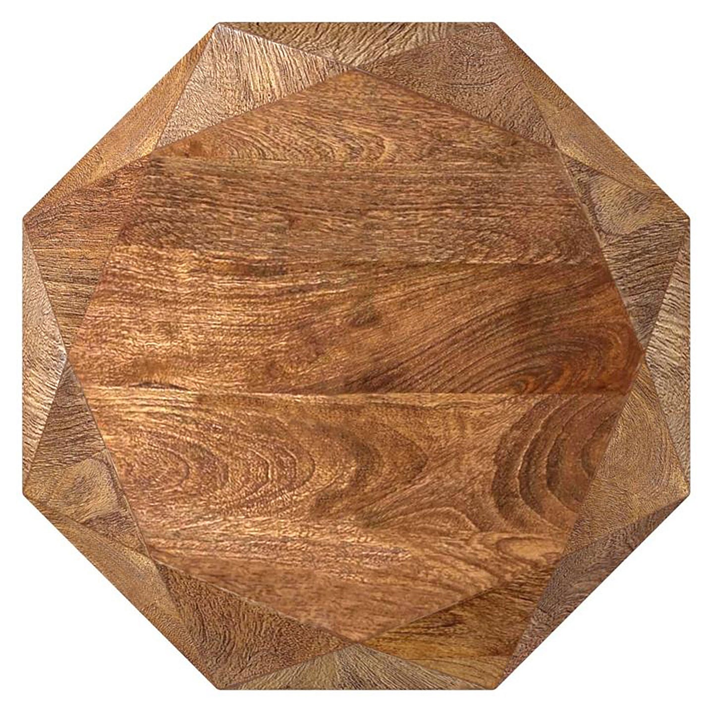 Mesa auxiliar octogonal Jacinto de madera maciza de mango, color marrón natural