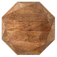 Mesa auxiliar octogonal Jacinto de madera maciza de mango, color marrón natural
