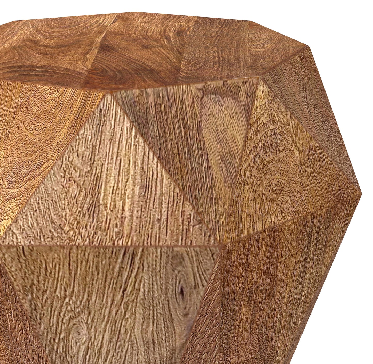 Mesa auxiliar octogonal Jacinto de madera maciza de mango, color marrón natural