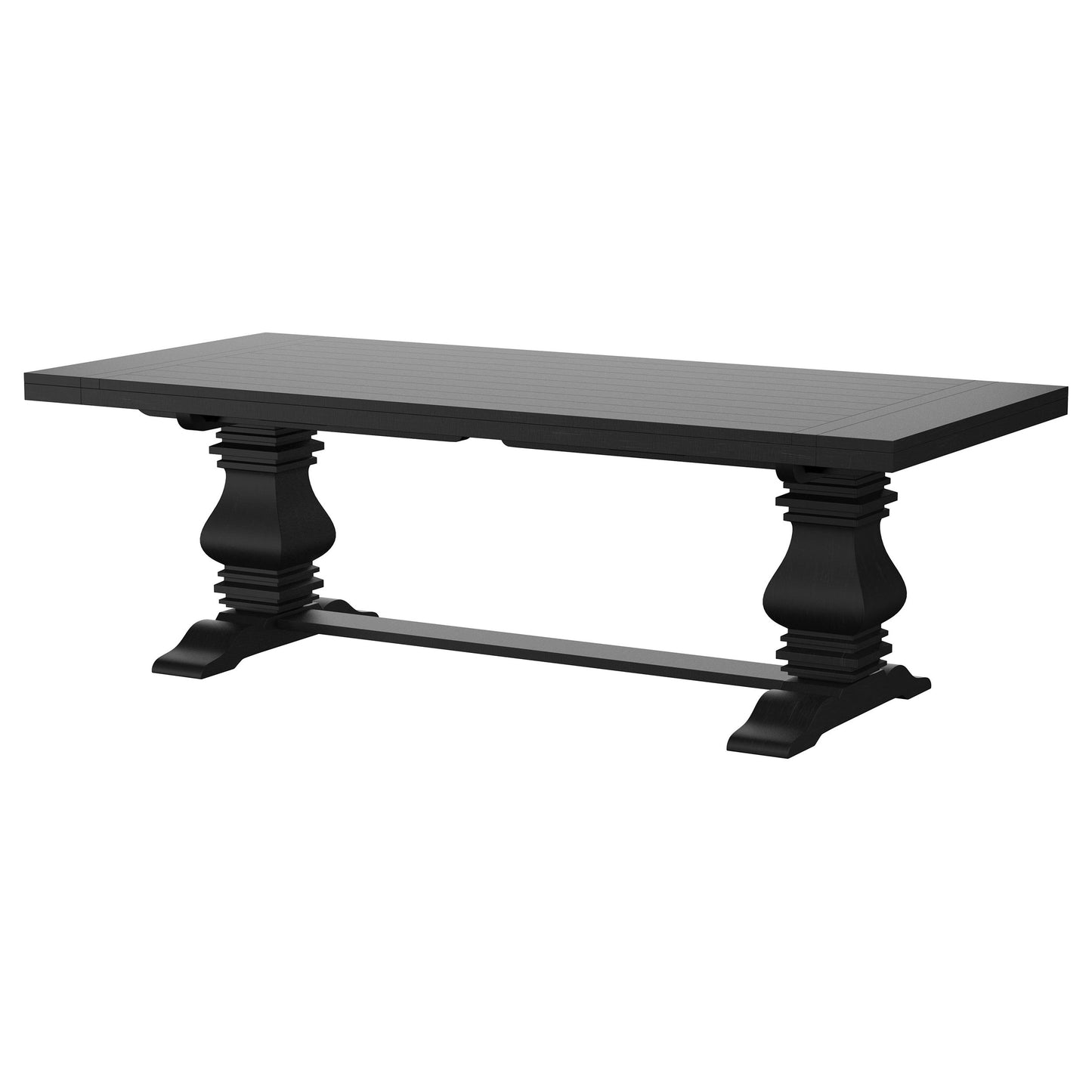 Florence Rectangular Pedestal Dining Table with Planked Wood Top Antique Black