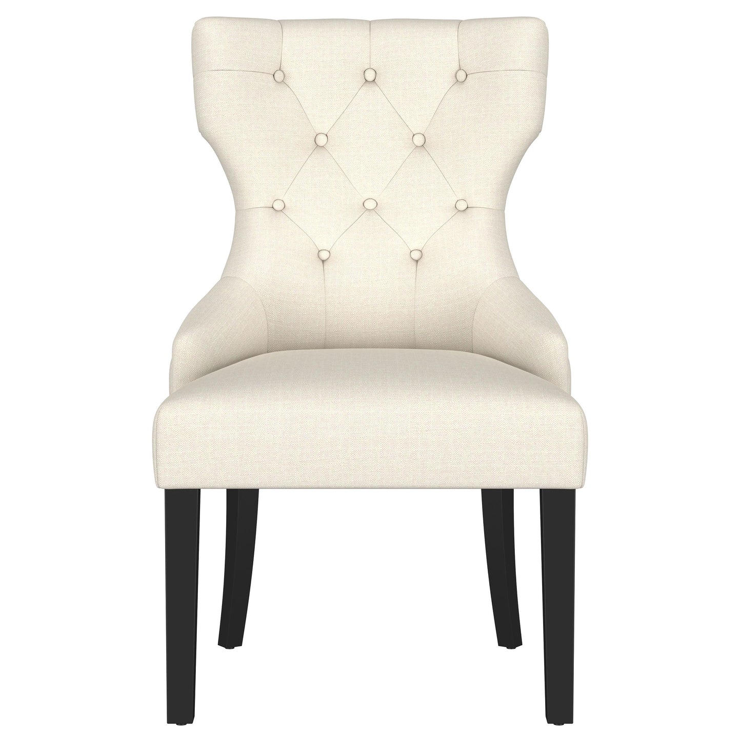 Silla de comedor Baney tapizada en tela beige y negra