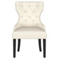 Silla de comedor Baney tapizada en tela beige y negra