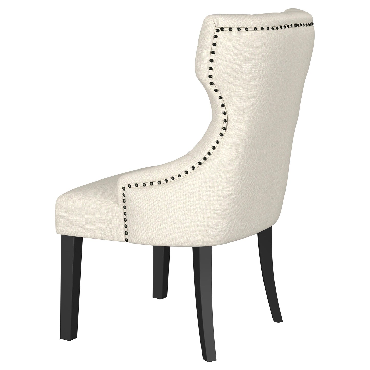 Silla de comedor Baney tapizada en tela beige y negra
