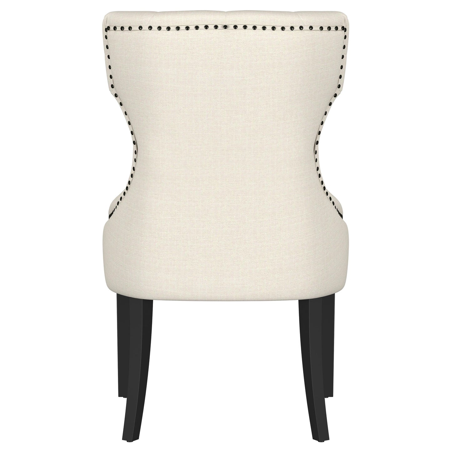 Silla de comedor Baney tapizada en tela beige y negra