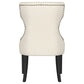 Silla de comedor Baney tapizada en tela beige y negra