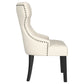 Silla de comedor Baney tapizada en tela beige y negra